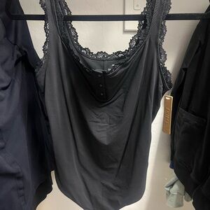 SKIMS Black Lace Detail Top